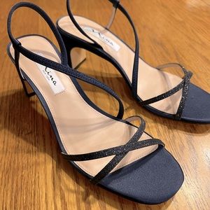 Nina Navy Blue with Sparkle Strap Heels